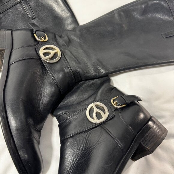 Browns Italian Leather High Knee Riding Boots 37 6.5 Quiet Luxury Preppy Fall - Picture 11 of 16